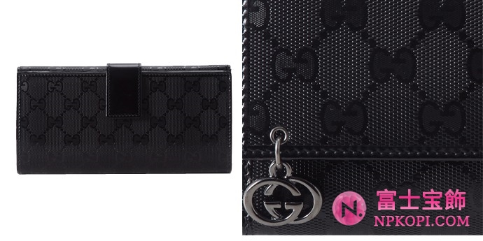 GUCCI/グッチ GG PIERCE新素材GG柄Gチャーム付きWホック2つ折り長財布 212104 FU4HR 1000 